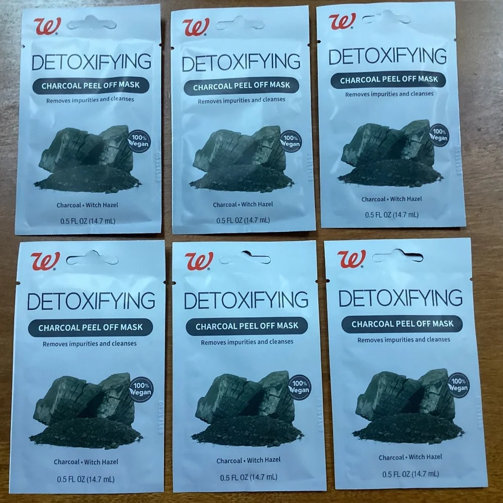 Walgreens Detoxifying Charcoal Peel Off Masks 14.7 ml 6 pack New